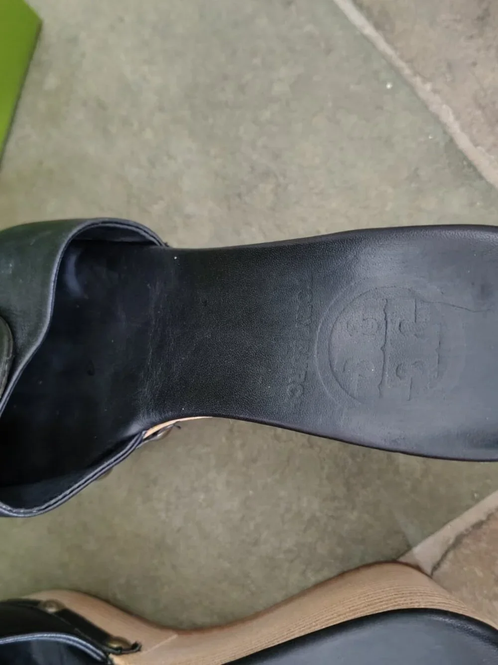 Tory Burch Black Leather Wedge Sandal